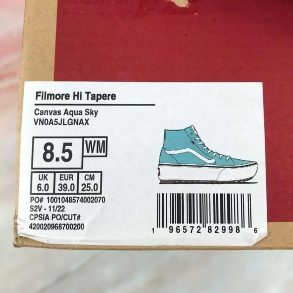 NEW Vans Filmore Hi Tapere Platform in Aqua Sky Canvas